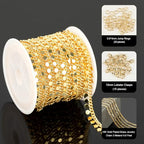 YOUBEIYEE 9.8 Feet 18K Gold Plated Brass Jewelry Chains Bulk Twisted Curb Link Chain Roll Shiny Sequin Waist Chain DIY for Women Jewelry Supplies Findings - color: Sequin