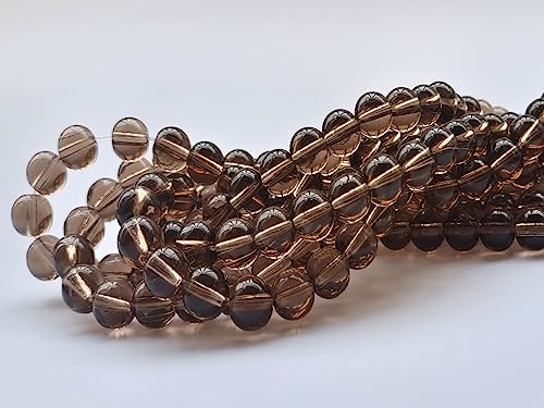 Glass Beads 6mm 140pcs Round Smooth Loose Beads for Bracelet Necklace Jewelry Making Craft DIY（6mm, 50609 Grey） - color: Grey, size: 6mm