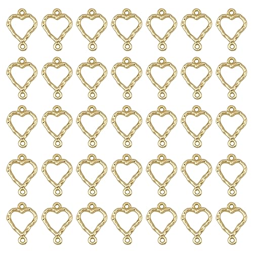 FASHEWELRY Golden Bow Connector Charms Bulk, Christmas Bowknot Link Charms, Infinity Links Geometric Hollow Bezel Pendants for Earring Bracelet Necklace Keychains Jewelry Making - color: Light Gold-Heart
