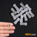 GEM-Inside 30Pcs 5x12mm Natural Ice White Jade Stone Plant Bamboo Knot Bone Beads for Jewelry Making Power Energy Chakra Stone Beads - color: Ice White Jade