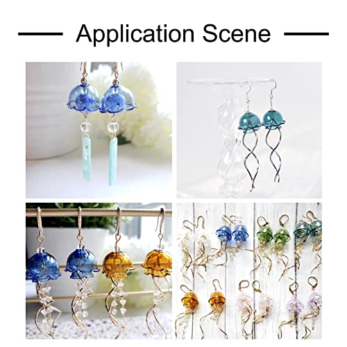 FASHEWELRY 10Pcs Glass Bell Flower Beads Caps Transparent Wind Bell Beads 21mm Glass Fishing Bead Jellyfish Beads for Wind Chimes Craft Jewelry Making (Dark Cyan) - color: Dark Cyan