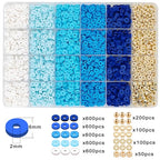 MIIIM Blue Clay Bead Bracelet Kit, Heishi Beads, Flat Clay Beads and Gold Spacer Beads for Jewelry Making, Friendship Bracelet Beads Kit for Crafts, Concert, Raves, Gifts - color: Blue