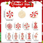 SANNIX 90 Pcs Christmas Charms for Jewelry Making, Xmas Candy Charms Red White Candy Cane Holiday Charm Pendants for Bracelets Necklaces Earrings Making and Crafting - color: Red White