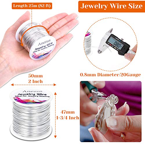 anezus 20 Gauge Jewelry Wire, 28 Yards Craft Wire Tarnish Resistant Copper Beading Wire for Jewelry Making Supplies and Crafting(Silver) - color: Silver