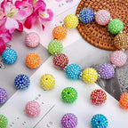 30PCS 20MM Bubblegum Beads for Pens, Mixed Color Rhinestones Disco Ball Chunky Large Acrylic Round Beads for Bag Focal Beadable Pen Keychain Making Jewelry Bracelet Making DIY Crafts - color: Rhinestones Beads