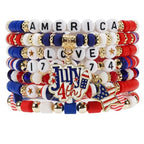 Twinfree Bohemia Beaded Bracelet for Women, Polymer Clay Stretch Bracelets - color: color 10