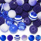 48 Pcs 20mm Beads for Pens Bubblegum Bead Blue Crystal Acrylic Round Chunky Beads Sparkly Large Balls Bead for Pen Beadable Keychain Bracelet Necklace DIY Jewelry Making Supplies - color: Blue Color
