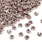 Pandahall 100pcs Brass Crimp Beads Covers 4mm Textured Half Round Crimp Bead Knot Covers for Jewelry Making(Gunmetal) - color: Gunmetal, size: 4mm Diameter