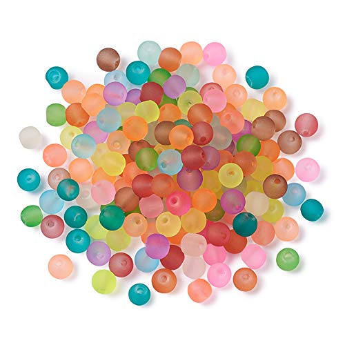 Craftdady 500Pcs 4mm Transparent Frosted Glass Beads Tiny Crystal Glass Round Loose Spacer Beads Random Mixed Colors for Jewelry Making Hole: 1mm - color: Mixed Colors Frosted, size: 4mm