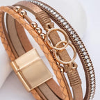 FANCY SHINY Mothers Day Gifts Boho Leather Wrap Bracelet Stackable Infinity Chunky Cuff Bracelets Western Hippie Outfits Jewelry Valentine Gifts for Women - color: Brown