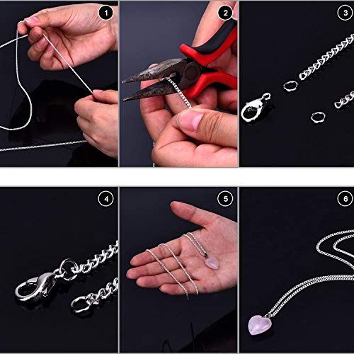 33 Feet Necklace Chains Stainless Steel DIY Link Chain Necklaces with 20 Lobster Clasps and 30 Jump Rings for Jewelry Making (2 mm Wide) - size: 2.0 mm Wide