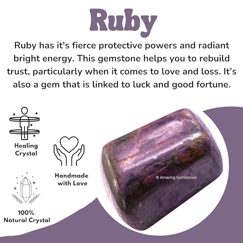 Amazing Gemstone Ruby Crystal Tumbled Stones Polished Rocks - Natural Gem Stones for Healing - DIY Crystals for Protection (1 Piece) - color: Ruby