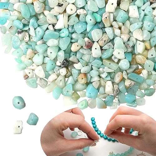 XIANNVXI Amazonite Beads, Natural Chip Stone Beads 400Pcs Crystal Bead 5-8mm Irregular Healing Crystal Loose Rocks for DIY Jewelry Making - color: A-Amazonite Stone