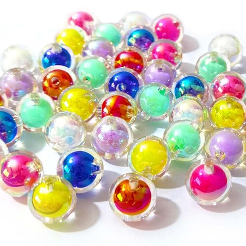 Mixed Lots Shiny AB Color Acrylic Bead DIY Beading Hairband Bracelets Necklace Craft Embelishment (Mixed Colors-Round) - color: Mixed Colors-Round