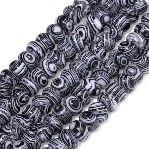 Songxi 5x8mm Natural Black and White Peacock Stone Rondelle Beads, 75PCS Spacer Round Loose Abacus Beads for Jewelry Making, Gemstone for Bracelet Necklace Earrings, Arts and Crafts - color: Black And White Peacock Stone