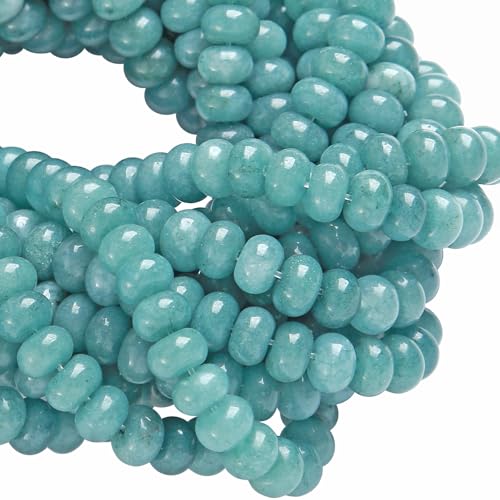 76pcs 5x8mm Natural Stone Dark Blue Rondelle Spacer Loose Beads Abacus Disk Stone Round Loose Gemstone Beads for Jewelry Making DIY Bracelet Necklace - color: Dark Blue Stone