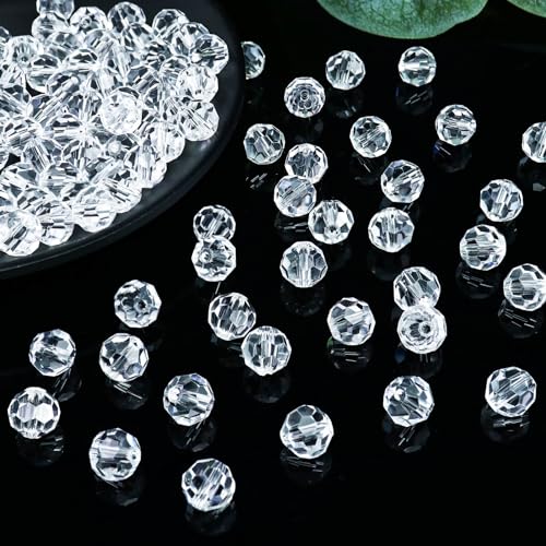 Dowarm 200 Pieces Round Crystal Glass Beads for Jewelry Making, Crafts, Wine Charms, Wind Chimes, Suncatchers, Spacers - color: 02-Crystal Clear, size: 4MM