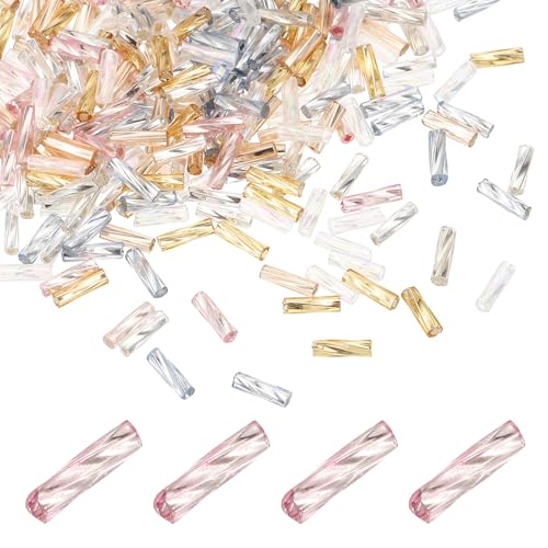 uxcell 1500Pcs Glass Bugle Seed Beads, 6x2mm Mini Long Tube Seed Beads Tube Loose Glass Seed Spacer Bead for DIY Earring Bracelets Necklace Jewelry Making Embroidery, Candy Color - color: Candy Color