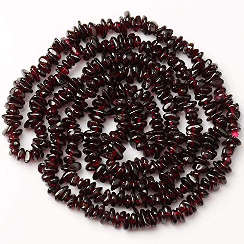 Genuine Garnet Chips Gemstone Beads 3-5mm Irregular Shaped Crystal Chip Stone Loose Bead for Jewelry Making 1 Strand 32" - color: Garnet