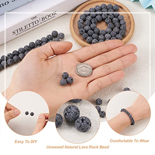 Craftdady 8mm Unwaxed Natural Lava Stone Beads 460Pcs Round Volcanic Rock Gemstone Loose Beads Energy Healing Chakra Beads for Jewelry Craft Essential Oil Bracelet - color: Dark Gray, size: 8mm