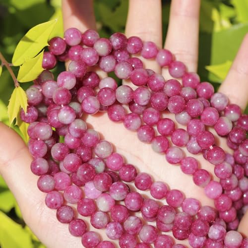 Natural Stone Beads Watermelon Tourmaline 8mm Polished Round Smooth Gemstone Beads for Jewelry Making Supplies 15 Inch(45 Beads) - color: Watermelon Tourmaline 8mm-45pcs