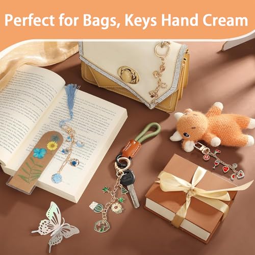 Thmxit 537PCS Charms Lip Gloss Keychain Making Kit, Bag Charm Kit Including 198 Charms, 24 Keychain Clips, 25 Extender Chains, Jewelry Plier Jewelry Making Kit for DIY Keychains Making Supplies