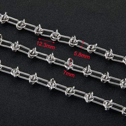 UMAOKANG 2 Meters Stainless Steel Chain for Jewelry Making Buckles Link Paperclip Chain on Spool Jewelry Making Chain DIY Supplies Findings - color: Knot (Steel)