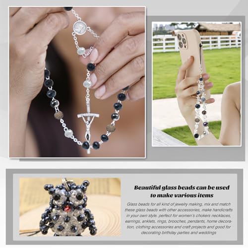 TOAOB 1000pcs Briolette Crystals Glass Beads 4mm 6mm 8mm Rondelle Faceted Spacer Beads Black Loose Beads for Bracelets Necklace Earrings Jewelry Making - color: Black