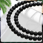 Ecally 300 Pieces Black Matte Onyx Beads Natural Black Agate Round Beads Frosted Onyx Gemstone Loose Beads for Bracelet Necklace Jewelry DIY Making (8 mm) - size: 8 mm
