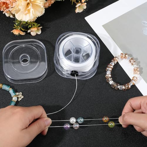 1 Roll 0.8MM Crystal Elastic Strings TPU Thread White Clear Stretch Flat Round Sturdy Transparent Arts Sewing Accessories Cords for Jewelry Making Beading Bracelet Necklace Diy Craft Supply - size: 0.8mm 87.49 Yards