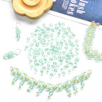 1500 Pcs Crystal Glass Beads for Jewelry Making – 12 Styles Bicone, Rondelle, Cube, Teardrop & 3mm Spacer Beads, DIY Bracelet Necklace Earring Craft Kit(Peppermint Green) - color: Peppermint Green