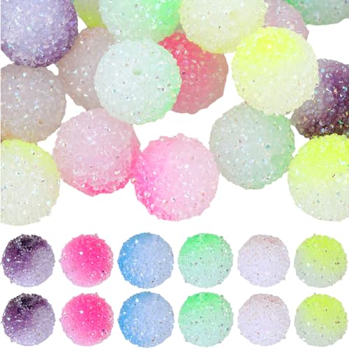 SUNNYCLUE 20mm Acrylic Bubblegum Beads Bulk - Colorful Candy Ball Shaped Large Rhinestone Beads for Beadable Pens, Chunky Bubble Gum Loose Spacer for Jewelry Making Supplies - color: 36pcs 20mm Candy Ball Shaped Beads