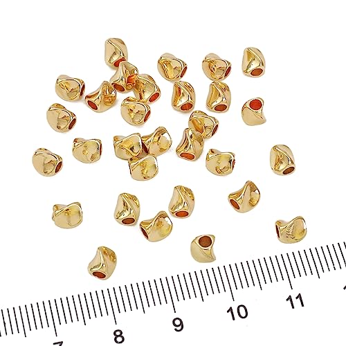 BEADIA 14K Gold Plated Twisted Spacer Beads 4x5mm 30pcs for Jewelry Making Findings Non Tarnish - color: 14K Gold, size: 4x5mm Twisted