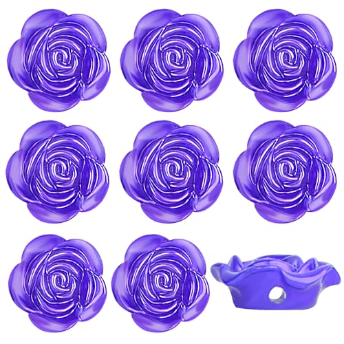 100pcs 15 mm Purple Rose Flower Spacer Beads ABS Plastic Adorable Roseflower Shaped Floral Loose Craft Beads Ornaments for DIY Bracelet Necklace Earrings Jewelry Making Supplies - color: Purple