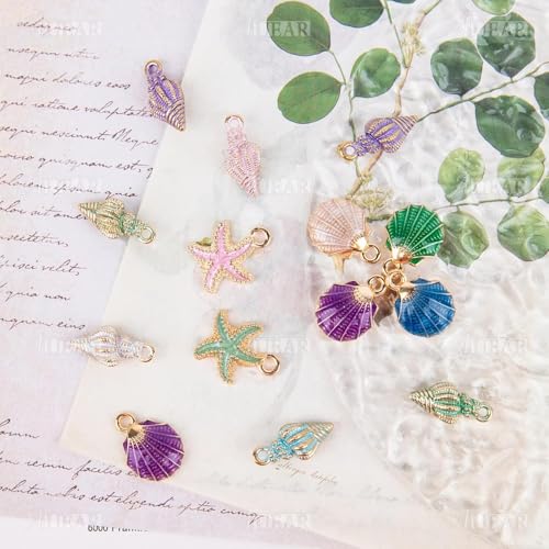 AUEAR, 30 Pack Ocean Alloy Starfish Conch Seashell Charms Pendants for DIY Jewelry Making - color: Ocean Charms 3, size: 30 Pack