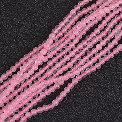 GEM-Inside Rose Quartz Gemstone Loose Beads Natural Genuine Natural Genuine 2mm Round Energy Stone Power Beads for Jewelry Making 15" - color: Rose Quartz, size: 2mm