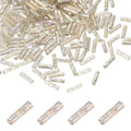 uxcell 1500Pcs Glass Bugle Seed Beads, 6x2mm Mini Long Tube Seed Beads Tube Loose Glass Seed Spacer Bead for DIY Earring Bracelets Necklace Jewelry Making Embroidery, Iridescent Silver - color: Iridescent Silver