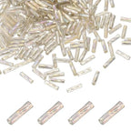 uxcell 1500Pcs Glass Bugle Seed Beads, 6x2mm Mini Long Tube Seed Beads Tube Loose Glass Seed Spacer Bead for DIY Earring Bracelets Necklace Jewelry Making Embroidery, Iridescent Silver - color: Iridescent Silver