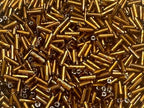 Czech Bugle Beads 40 gr / 1.4 oz Glass Tube Size #3 7mm (Amber Brown Silver Lined) - color: Brown Silver Lined