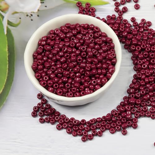 Fuchsia Beads Size 6/0 Crafts Glass Seed Beads 4mm for Jewelry Making (Total About 100g About 1200pcs) - color: Fuchsia