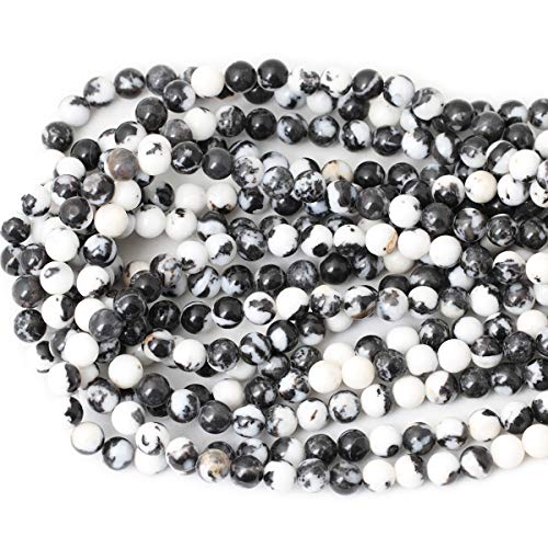 45PCS 8mm Natural Black White Zebra Jasper Gemstone Round Loose Beads Crystal Energy Stone for DIY Jewelry Making 1 Strand 15" - color: Black White Zebra Jasper, size: 8mm