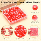 200pcs Glass Beads for Bracelets, 8mm Crystal Glass Round Beads for Jewelry Making, DIY Crafts, Single Box (Rose Pink) - color: Rose Pink