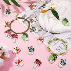 24 Pieces Mushroom Enamel Charm Pendant Plants Alloy Enamel Charm Mixed Shape Pendant for Jewelry Necklace Bracelet Earring Making Crafts