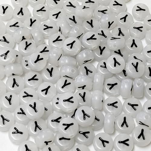 200PCS Letter Beads Glow in The Dark 4x7mm Acrylic Alphabet Letter Y Beads for Jewelry Making Bracelet - color: Y-200PCS