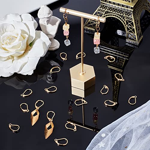 Beebeecraft 1 Box 50Pcs Leverback Earring Findings 24K Gold Plated Stainless Steel Interchangeable French Earring Hooks 16X10mm Dangle Ear Wire Clip for Jewelry Making - color: 16x10mm Gold Leverback Earring
