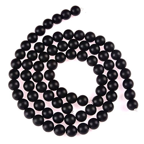 Natural Gemstone Loose Beads Matte Approxi 15.5 inch DIY Bracelet Necklace for Jewelry Making (6mm, Matte Black Onyx) - color: Matte Black Onyx, size: 6mm