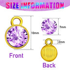 Hicarer 72 Pcs Crystal Birthstone Charms DIY Beads Pendant Crystal Charm for Jewelry Necklace Bracelet Earring Making, 7 mm - color: Light Colors, Golden Base