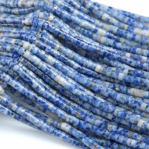 150pcs 2x4mm Natural Blue Sodalite Stone Tube Shape Beads Loose Flat Round Cylinder Flat Spacer Black Stone Beads for Bracelet Earrings Jewelry Making - color: Blue Sodalite, size: 2x4mm Tube shape