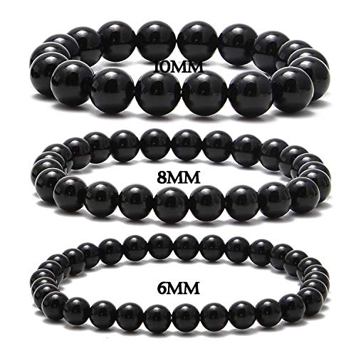 NCB 100pcs Original Natural Stone Beads Gemstone Round Loose Beads 6mm 8mm 10mm (Black Onyx Agate, 6mm 100Beads) - color: Black Onyx Agate, size: 6mm 100Beads