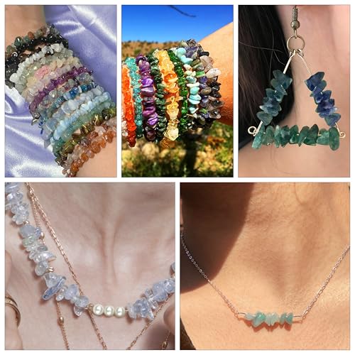 LAIDANLA Jewelry Making Supplies Kit for Adults 1612 Pcs Irregular Natural Stone Gemstone Chip Beads Jewelry Making Kits for Women 20 Colors Jewlery Kit for Craft DIY Bracelet Earring Ring Gifts